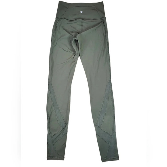 Lululemon Wunder Under High Rise Sage Green Mesh Leggings Size 4 - Picture 10 of 11